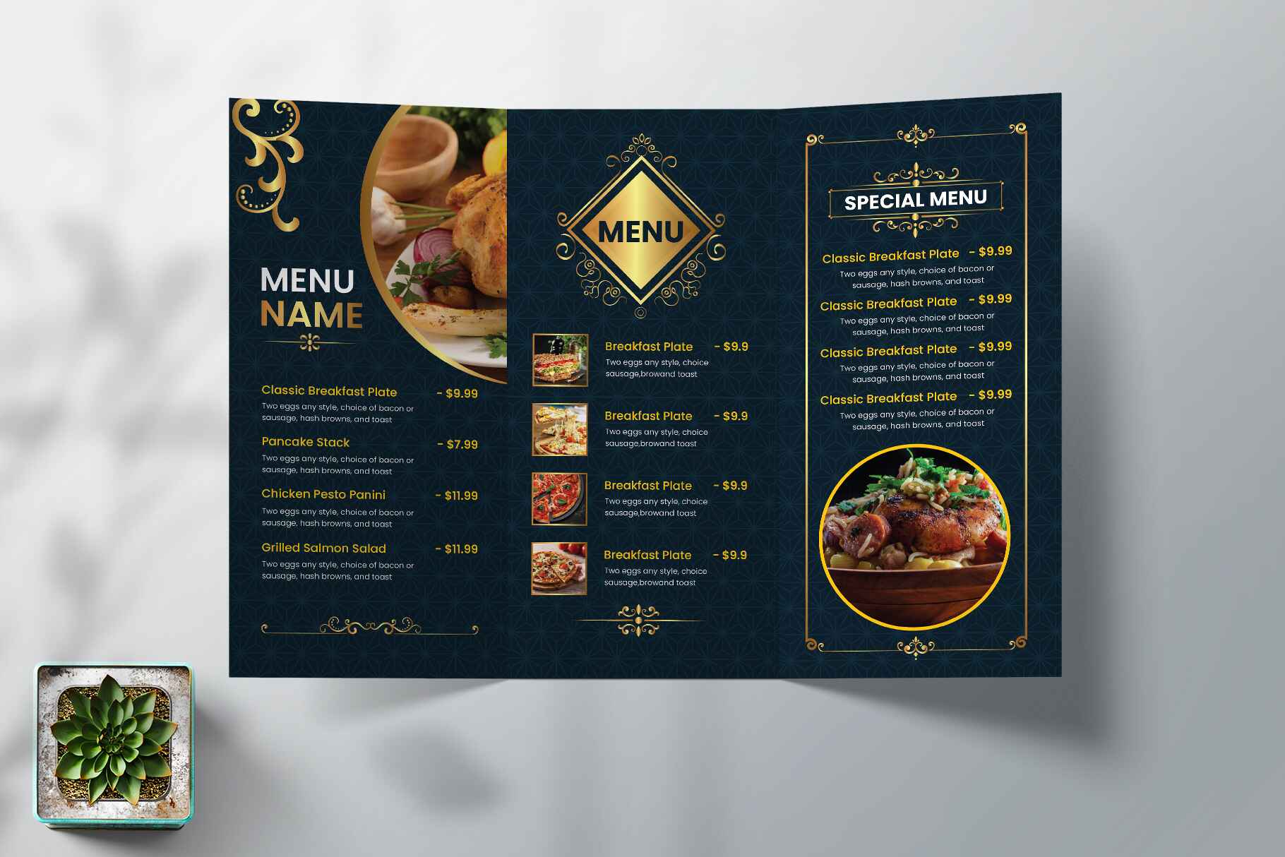 Luxurious Food Menu Trifold Brochure 3 | Antonio Jesús Jiménez Joyas